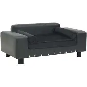 Syfax Hondenbank 81x43x31 cm pluche en kunstleer donkergrijs