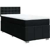 vidaXL Boxspring met matras stof zwart 100x200 cm