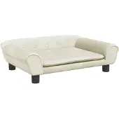 Syfax Hondenmand 70x48x22 cm fluweel crèmekleurig