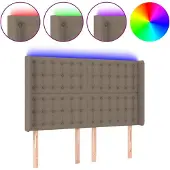 vidaXL Hoofdbord LED 147x16x118/128 cm stof taupe