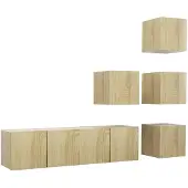 vidaXL 6-delige Tv-meubelset bewerkt hout sonoma eikenkleurig