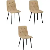 Leobert Libra gestoffeerde fauteuil (bruine stof, zwarte poten), 3-delige set