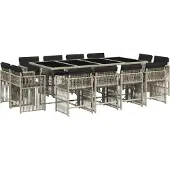 vidaXL 13-delige Tuinset met kussens poly rattan lichtgrijs