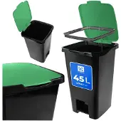 Kadax Sorta 45L afvalemmer met pedaal zwart/wit