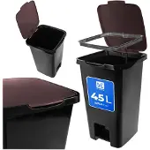 Kadax Vuilnisemmer, 45 liter, met pedaal en deksel, grote afvalbak voor afvalscheiding, plastic pedaalemmer, afvalcontainer met voetpedaal (bruin)