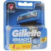 Gillette Mach3 Turbo vervangende mesjes voor heren, 4 stuks