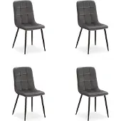 Homestyle4u Eetkamerstoel set van 4, eettafel stoelen, grijs, fluweel, eetkamerstoelen, keukenstoelen, gestoffeerde stoelen, modern
