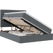 vidaXL LED opbergbed met matras Donkergrijs 140 x 190 cm Fluweel