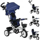 HOMCOM Kinderdriewieler Polyester, Metaal 112L x 50B x 104H cm Blauw