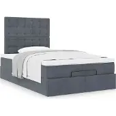 Syfax Ottoman bed met matrassen 120x190cm fluweel donkergrijs