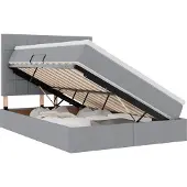 vidaXL LED opbergbed met matras Lichtgrijs 140 x 200 cm Stof