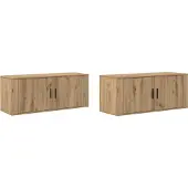 Syfax Wandtv-kast Set 2 pcs Artisan Eiken Bewerkt hout