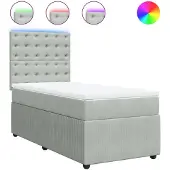Syfax Boxspring met matras fluweel lichtgrijs 100x200 cm