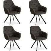 Homestyle4u Set van 4 gestoffeerde stoelen, antraciet kleur. Eetkamerstoelen, fauteuils met armleuningen