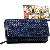 Peterson Rovicky damesportemonnee van natuurlijk leer, granaatrood, met RFID-bescherming, 17x10 cm