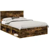 Syfax Bedframe Gerookt eiken 135 x 190 cm Massief grenenhout