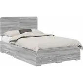 Syfax Bedframe met lade Grijs Sonoma 120 x 190 cm Bewerkt hout
