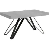 Ityhome - Uittrektafel 160/264x90 cm, Terium, cementkleur, tafelpoten in antraciet