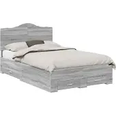 Syfax Bedframe met lade Grijs Sonoma 120 x 200 cm Bewerkt hout