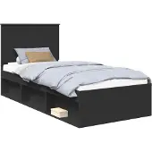 Syfax Bedframe met hoofdeinde Zwart 90 x 200 cm Massief grenenhout