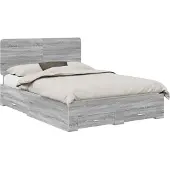 vidaXL Bedframe met lade Grijs Sonoma 150 x 200 cm Bewerkt hout