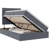 vidaXL LED opbergbed met matras Donkergrijs 120 x 200 cm Fluweel