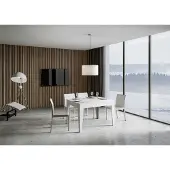 Itamoby - Uittrekbare eettafel 120/180x90 cm, Cico, effen wit, gespoten afwerking