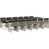vidaXL 13-delige Tuinset met kussens poly rattan lichtgrijs