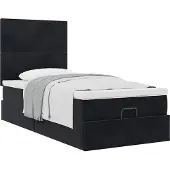 Syfax Ottoman bed met matrassen 90x200cm fluweel zwart