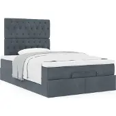 Syfax Ottoman bed met matrassen 120x200cm fluweel donkergrijs