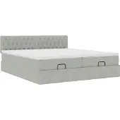 Syfax Ottoman bed met matrassen 180x200cm fluweel lichtgrijs