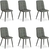 Homestyle4u Eetkamerstoel set van 6, eettafel stoelen, grijs, eetkamerstoelen, keukenstoelen, gestoffeerde stoelen, modern
