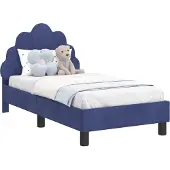 Syfax Peuterbedframe met hoofdbord Politieblauw 70 x 140 cm Fluweel