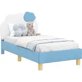 Syfax Peuterbedframe met hoofdbord Blauw 70 x 140 cm PU