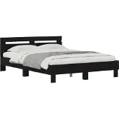 Syfax Bedframe Zwart Eiken 160 x 200 cm Bewerkt hout