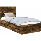 Syfax Bedframe met lade Gerookt eiken 90 x 190 cm Ingenieurshout