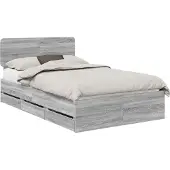 Syfax Bedframe met lade Grijze Sonoma 120 x 190 cm Geconstrueerd hout