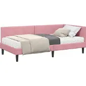 Syfax Hoekbedframe met Matras 2 st Roze 90 x 190 cm Fluweel