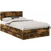 Syfax Bedframe met lade Gerookte Eik 120 x 190 cm Geconstrueerd hout