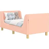 Syfax Peuterbedframe met hoofdbord Roze 70 x 140 cm Bouclé