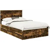 Syfax Bedframe met lade Gerookt eiken 135 x 190 cm Ingenieurshout