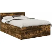 Syfax Bedframe met hoofdeinde Gerookt eiken 150 x 200 cm Bewerkt hout