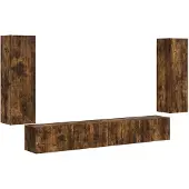 vidaXL Tv Wandkast Set 4 st Rook Eiken Bewerkt hout