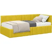 Syfax Hoekbedframe met Matras 2 st Geel 90 x 190 cm Fluweel