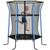 HOMCOM -Kinder Trampoline-Stahl, Kunststoff-Ø163,5 x H190 cm-Blau