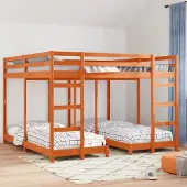 Prolenta Maison Exclusive - Drievoudig stapelbedframe, wassenbruin, 200 x 200 cm