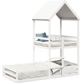 Prolenta Maison Exclusive - Hemelbed met dak, wit, 90x200 cm, massief grenenhout