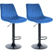 CLP 2x Barkruk Toni - fluweel, chroom frame - Donkergrijs