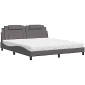 Prolenta Maison Exclusive - Bed "Viana" met matras, grijs, 180x200 cm, kunstleer