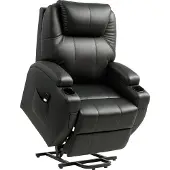 HOMCOM Opstahulp tv-stoel massagestoel met opstahulp zwart kunstleer 700-020V01